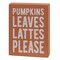 2/Set Pumpkin Spice Fall Sign and Coffee Cup Block Shelf Decor Set